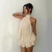 Women's Backless Halter Tie-Front Wrap Dress – Flowy A-Line Mini Dress With Ruffled Skirt – Yellow, Brown, Khaki, Sky Blue, Red_ecoleips.com