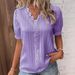 Women's Clothing Fashion Hollow Short-Sleeved Dress Shirt Summer Vacation Top_ecoleips.com
