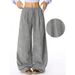 Trendy High-Waisted Drawstring Wide-Leg Pants – Polyester & Spandex Lounge Pants With Flowy Drape (Stretchy & Breathable)_ecoleips.com