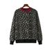 Women's Leopard Print Double Layer Jacquard Color Blocking Pullover Knit Base Sweater Thick Autumn Winter European American Style Loose Fit_ecoleips.com