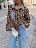 K Fashionable Design Leopard Print Patchwork Loose Casual Long Sleeved Polo Collar Shirt_ecoleips.com