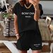 Women's Clothing Casual Letter Print Sportswear Set Short Sleeved Top & Shorts Spring/Autumn Summer Fashion_ecoleips.com