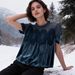 2026 European And American Fashion Mesh Embroidered Lace Round Neck Pullover Solid Color Velvet_ecoleips.com