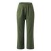 Suitable For All Seasons Summer Cotton Linen Solid Color Elastic Waist Side Pocket Design Casual Women's Capri Pants_ecoleips.com
