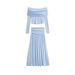 French Style Pure Desire Off-Shoulder Slim Fit Short Long Sleeve Top For Women Autumn High Waist Ruched Midi Skirt_ecoleips.com