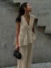 2025 Cotton V-neck Sleeveless Top Vest Long Pants For Women New Solid Color Elegant Commuter Two-piece Set_ecoleips.com