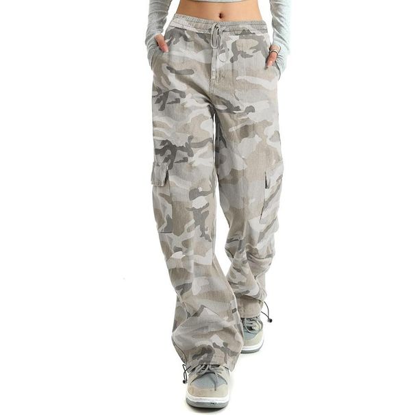 Streetwear Cargo Pants For Men - Oversized Drop-Crotch Joggers With Camo Print & Multi-Pockets, Loose Fit Straight Leg Trousers_ecoleips.com