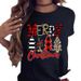 European And American Cross-border Merry Christmas Tree Santa Claus Cartoon Print Women's Simple Plus-size T-shirt_ecoleips.com