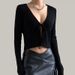 Sexy American Syle Ho Girl Top Spring Summer Long Sleeve Shor Black Kni Cardigan Design Sense Women's Kniwear_ecoleips.com