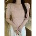 Spring New Design French Chic Exquisite Three-dimensional Floral Sheer Mesh Slimming Long-sleeve Blouse For Women_ecoleips.com