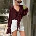 Aria Basics Aria Basics Autumn European And American Style Cross-Border Foreign Trade Women's Design Ruffled V-Neck Long Sleeve Tie Fashion_ecoleips.com