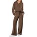 2024 Autumn Winter Fashion Casual Sports Suit Zipper Long Sleeve Sweatshirt Wide Leg Pants Two-Piece Set For Women_ecoleips.com