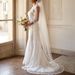 Manzhen Fresh Single Layer Bridal Veil Floor Length Wedding Accessory with Hair Comb Lace Trim Leaf Detail V129_ecoleips.com