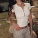 Ins Summer New Sweet Spice Girl Style Retro Pearl Henry Collar One-word Shoulder Versatile Slim-fit Top_ecoleips.com