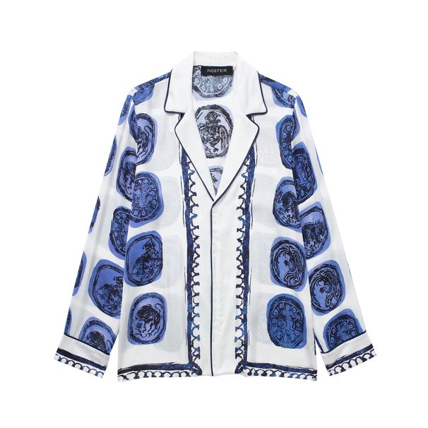 Women's Clothing Printed Casual Shirt Printed Loose Trousers_ecoleips.com