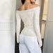 Women's Clothing Off-Shoulder Knit Sweater With Rope Embroidery - Elegant Twist Detail Pullover For Women, Soft Polyester Blend Long Sleeve Top_ecoleips.com