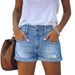 Aria Basics Aria Basics 2025 European And American Spring Summer New Washed Ripped Bleached High Waist Slim Fit Women's Denim Shorts In_ecoleips.com