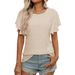 Women's Floral Embroidery Hollow Out Short Sleeve T-Shirt - Summer Fashion Blouse With Flounce Sleeve_ecoleips.com