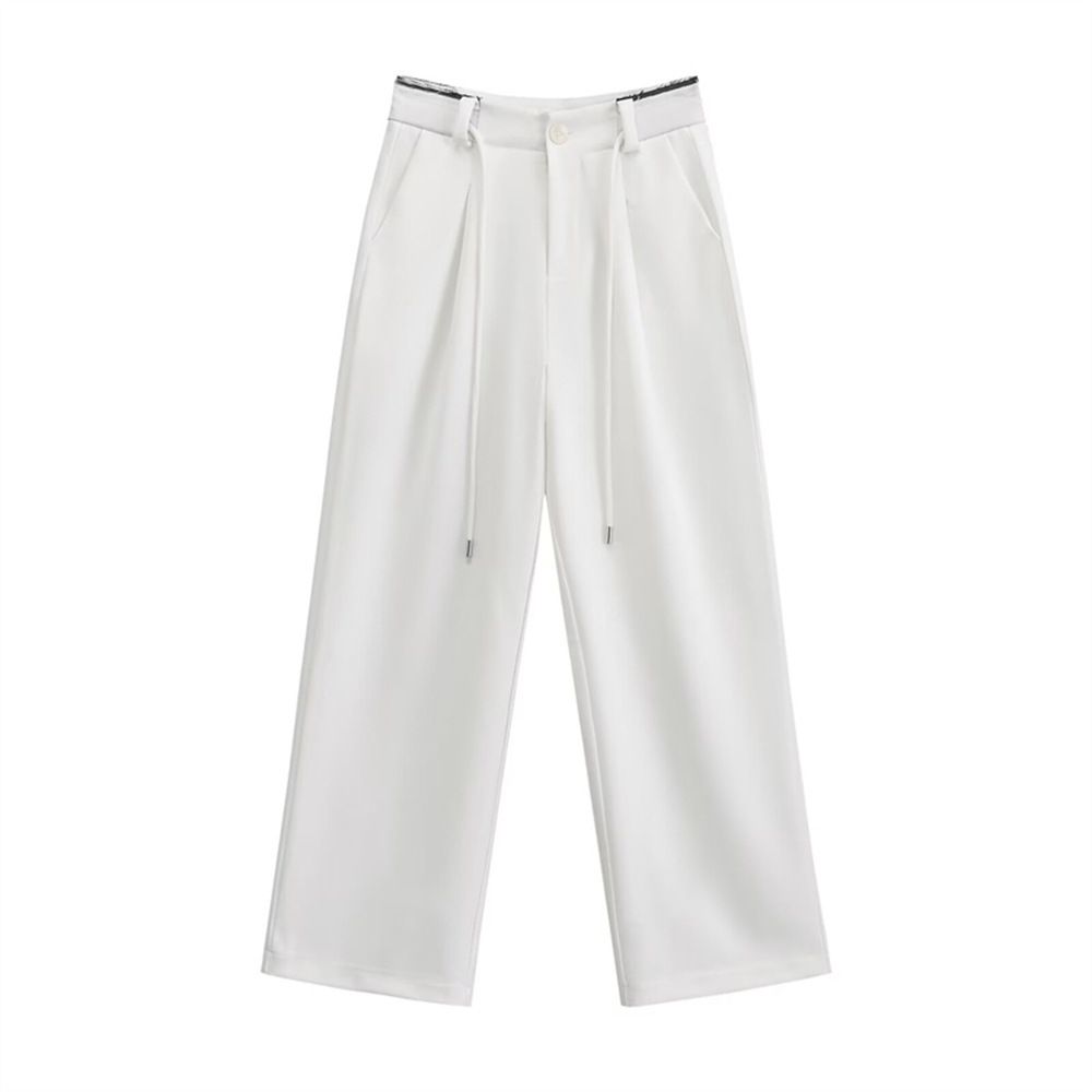 Commuter Fashion Temperament Drawstring Suit Wide Leg Pants Women's Spring And Summer New Drape Casual Pants High Waist Mopping Trousers_ecoleips.com