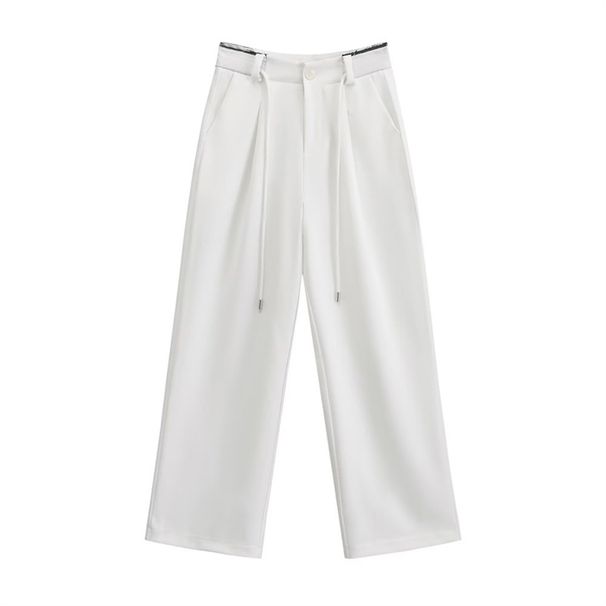 Commuter Fashion Temperament Drawstring Suit Wide Leg Pants Women's Spring And Summer New Drape Casual Pants High Waist Mopping Trousers_ecoleips.com