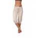 Cross-border Foreign Trade Women's Knitted Three-quarter Tight-fitting Elastic Waist Drawstring Pocket Spor Casual_ecoleips.com