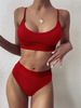 High-Waisted Solid Color Bikini Set For Women Patchwork Swimwear Sexy Foreign Trade Fabric 2020_ecoleips.com