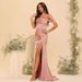 New Style Bridesmaid Dress Strappy Off-Shoulder Satin Ball Gown With Slits For Banquets And Evenings Suitable_ecoleips.com