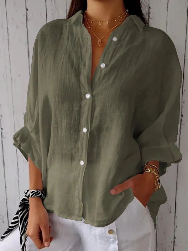 Spring Cotton And Linen Shirt With Back Tie Design_ecoleips.com