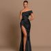 Women's Clothing One Shoulder Dress Slit Dress Women Celebrity Style Temperament Women's Sexy Slit Long Dress_ecoleips.com
