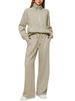 Women's Oversized Half-Zip Sweatshirt & Wide Leg Joggers Set - Casual Two-Piece Outfit For Streetwear & Lounge_ecoleips.com