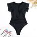 Spring Summer One Piece Swimsuit for Women European American Print Conservative Bikini Ruffles Half Coverage Beach Vacation Swimwear_ecoleips.com