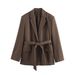 Women's Clothing Belt Straight Suit Jacket And Trousers_ecoleips.com