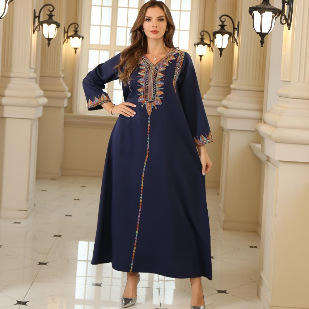 Muslim Abaya Women's Clothing Dubai Turkish Embroidered Robe_ecoleips.com