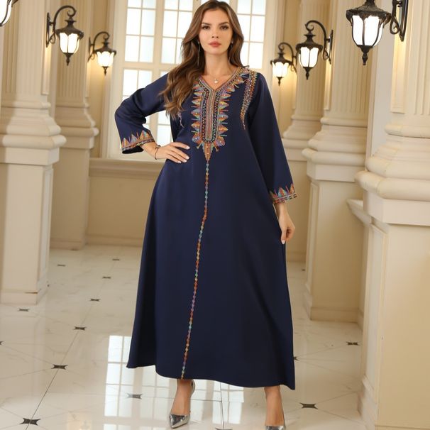 Muslim Abaya Women's Clothing Dubai Turkish Embroidered Robe_ecoleips.com