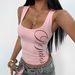 Women's English Print Low Neck Crop Top Summer Trendy Hot Girl Street Style Sexy Sleeveless Slimming Short Vest_ecoleips.com