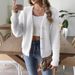 Women's Faux Mink Fur Cardigan With Pearl Buttons - Elegant Knit Open Front Sweater For Autumn Winter (Black/White/Beige)_ecoleips.com