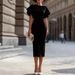 Women's Ruffled Sleeve Slim Fit Bodycon Dress mid Length Pencil Skirt European American Style for Commuting And Banquets_ecoleips.com