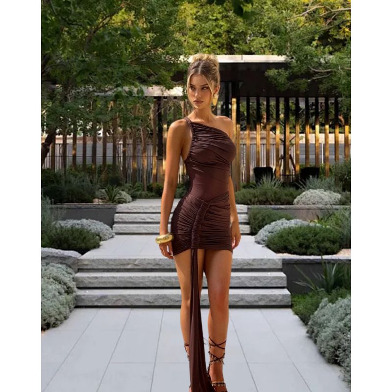 Elegant Sexy High Waist Solid Color Suspender Dress With Streamer Smocked Design Temperament Romantic Slim Fitted Party Vacation Ladies Dress_ecoleips.com