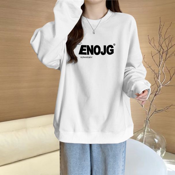 Women's Fleece Lined Thick Sweatshirt Korean Style Versatile Outerwear Top Trendy Brand Design Niche Autumn New_ecoleips.com