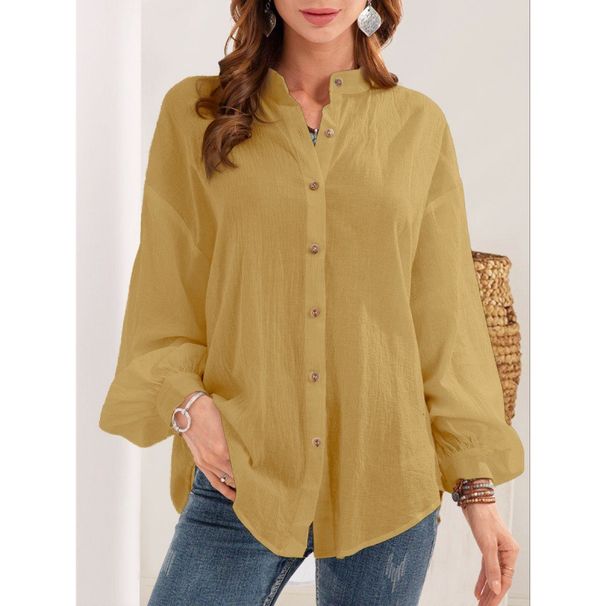 Verve Spring Summer New Solid Color Long Sleeve Shirt Cotton Linen Blouse Cardigan Women's Clothing_ecoleips.com