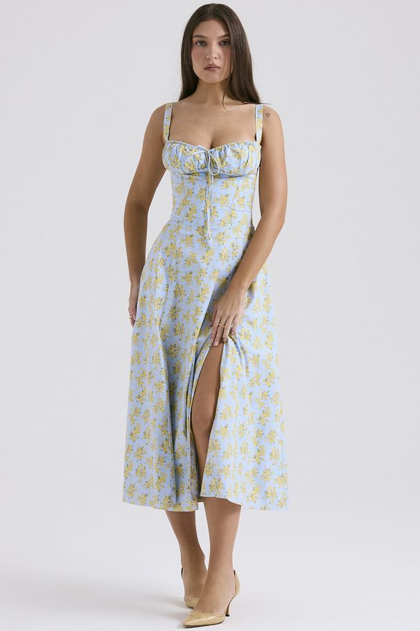 European American Style Fashion Printed Halter Lace Trim Slim Fit Suspender Long Dress Summer Casual Party Women Dress_ecoleips.com