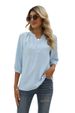 Verve Women's Spring Summer New Stand Collar Mid Sleeve Shirt Jacquard Pom-Pom Casual Loose Top_ecoleips.com