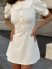 TARUXY Elegant Slim Mini Dress Women Lace Short Sleeve Doll Collar Button Splice Autumn Fashion Classic Office Dresses Female_ecoleips.com