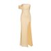 Women's Clothing Spring Temperament Sexy Slim Fit One Sleeve One Shoulder High Slit Dress_ecoleips.com