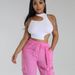 Women's Summer T-Shirt Small Vest with Metal Chain Navel Top European American Style_ecoleips.com