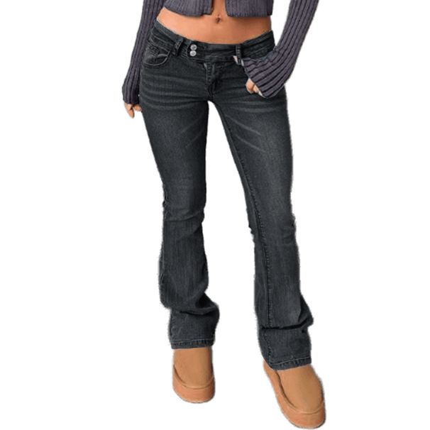 K European And American Fashion Women's Jeans Micro Flared Pants Street Trendsetters Elastic Slim Pants_ecoleips.com