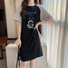 Summer Korean-style Cute Cartoon Letter Cat Loose Round-neck Short-sleeved Women's Dress_ecoleips.com