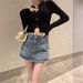Women's Clothing Retro Denim Skirt Female Summer New Style Skirt Pants Small Hot Girl High Waist Straight Short Skirt_ecoleips.com