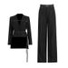 K New Long Sleeved Slim Fit High-end Top, High Waisted Casual Pants Two-piece Set_ecoleips.com