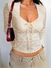 Women's Slim Fit Hollow Long Sleeve Lace Top European American Style Fashion Sexy Autumn Winter_ecoleips.com